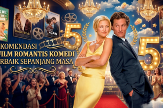 Poster 5 rekomendasi film romcom terbaik dari klasik hingga modern, termasuk People We Meet on Vacation, Love Again, Your Place or Mine, She's All That, dan How to Lose a Guy in 10 Days