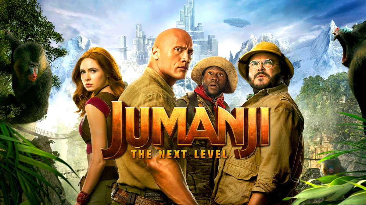 Poster resmi film Jumanji The Next Level 2019 dengan para karakter utama di dunia petualangan