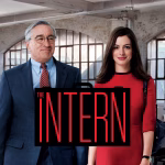 Poster The Intern 2015 menampilkan Robert De Niro dan Anne Hathaway di kantor modern