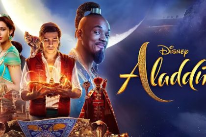 poster film Aladdin 2019 Disney dengan Genie dan lampu ajaib