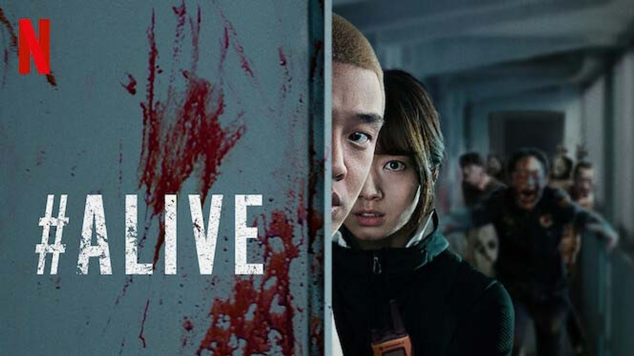 poster film #Alive 2020 korea zombie survival apartemen