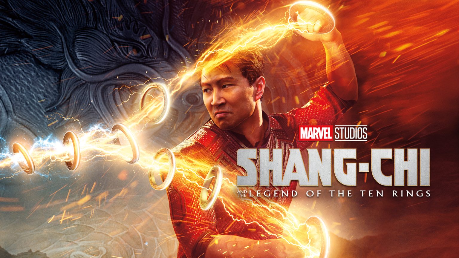 Poster film Marvel Shang-Chi 2021 menampilkan Simu Liu dengan cincin legendaris